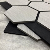 Acoustic Hexagon Wall Panels - Ash Grey (Set of 4) | Soundproof Wood Panels | Fast UK Delivery